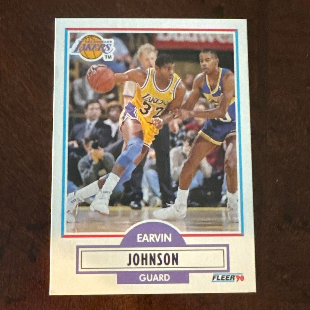 Vintage 1990 Fleer Earvin Johnson #93 card with Los Angeles Lakers
